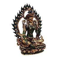 [green Tara], Buddhist Miniature Statue, [thangka Color Finishing], [face Painted]