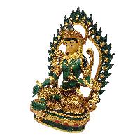 [green Tara], Buddhist Miniature Statue, [thangka Color Finishing], [face Painted]