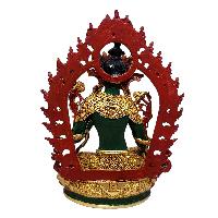 [green Tara], Buddhist Miniature Statue, [thangka Color Finishing], [face Painted]