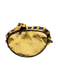 [green Tara], Buddhist Handmade Statue, [chocolate And Silver Oxidized With Extra Gold Plated], [stone Setting], [face Painted]