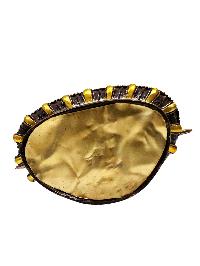 [manjushri] Or [manjushree], Buddhist Handmade Statue, [chocolate And Silver Oxidized With Extra Gold Plated], [stone Setting], [face Painted]