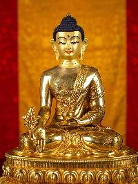 [medicine Buddha], Buddhist Handmade Statue, [full Gold Plated], [face Painted]