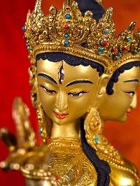 [namgyalma], Buddhist Handmade Statue, [full Gold Plated], [stone Setting], [face Painted]