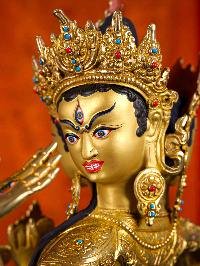 [namgyalma], Buddhist Handmade Statue, [full Gold Plated], [stone Setting], [face Painted]