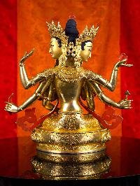 [namgyalma], Buddhist Handmade Statue, [full Gold Plated], [stone Setting], [face Painted]