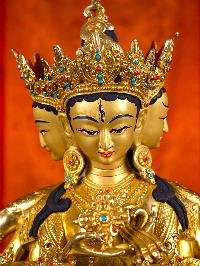 [namgyalma], Buddhist Handmade Statue, [full Gold Plated], [stone Setting], [face Painted]