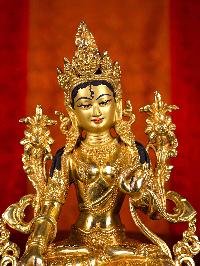 [white Tara], Buddhist Handmade Statue, [full Gold Plated], [face Painted]