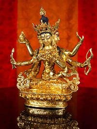 [namgyalma], Buddhist Handmade Statue, [full Gold Plated], [stone Setting], [face Painted]