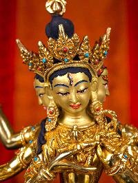 [namgyalma], Buddhist Handmade Statue, [full Gold Plated], [stone Setting], [face Painted]