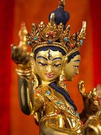 [namgyalma], Buddhist Handmade Statue, [full Gold Plated], [stone Setting], [face Painted]