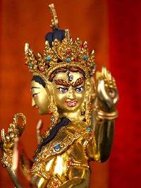 [namgyalma], Buddhist Handmade Statue, [full Gold Plated], [stone Setting], [face Painted]