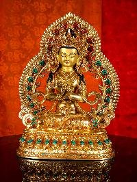 [vajradhara], Buddhist Handmade Statue, [full Gold Plated], [stone Setting], [face Painted]