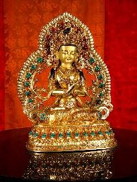 [vajradhara], Buddhist Handmade Statue, [full Gold Plated], [stone Setting], [face Painted]