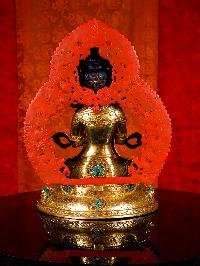 [vajradhara], Buddhist Handmade Statue, [full Gold Plated], [stone Setting], [face Painted]