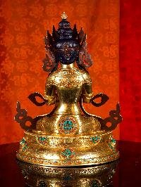 [vajradhara], Buddhist Handmade Statue, [full Gold Plated], [stone Setting], [face Painted]