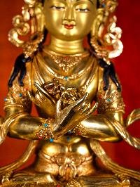[vajradhara], Buddhist Handmade Statue, [full Gold Plated], [stone Setting], [face Painted]