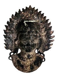 [akash Bhairav], Buddhist Handmade Ritual Metal Mask, [antique Finishing]