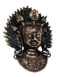 [akash Bhairav], Buddhist Handmade Ritual Metal Mask, [antique Finishing]