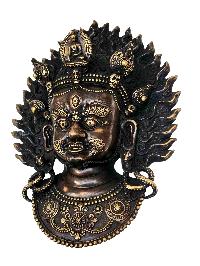 [akash Bhairav], Buddhist Handmade Ritual Metal Mask, [antique Finishing]