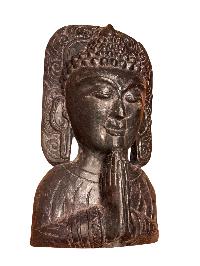 Buddhist Wooden Mask Of [buddha], Tibetan Style Wtih [traditional Colors], Poplar Wood