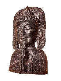 Buddhist Wooden Mask Of [buddha], Tibetan Style Wtih [traditional Colors], Poplar Wood