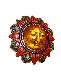 [sun], Design Wooden Mask For Decorative Wall Hangings, [painted], Poplar Wood