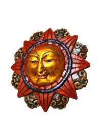 [sun], Design Wooden Mask For Decorative Wall Hangings, [painted], Poplar Wood