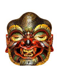 Buddhist Wooden Mask Of [tribal Mask], Tibetan Style Wtih [traditional Colors], Poplar Wood