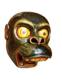 Buddhist Wooden Mask Of [monkey], Tibetan Style Wtih [traditional Colors], Poplar Wood