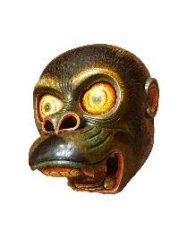 Buddhist Wooden Mask Of [monkey], Tibetan Style Wtih [traditional Colors], Poplar Wood