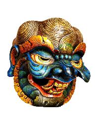 Buddhist Wooden Mask Of [tribal Mask], Tibetan Style Wtih [traditional Colors], Poplar Wood