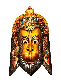 Buddhist Wooden Mask Of [hunuman], Tibetan Style Wtih [traditional Colors], Poplar Wood