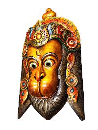 Buddhist Wooden Mask Of [hunuman], Tibetan Style Wtih [traditional Colors], Poplar Wood