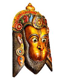Buddhist Wooden Mask Of [hunuman], Tibetan Style Wtih [traditional Colors], Poplar Wood
