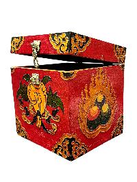 Buddhist Wooden Box With [conch Shell], Tibetan Style With Traditional Colors