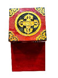 Buddhist Wooden Box With [conch Shell], Tibetan Style With Traditional Colors