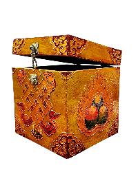 Buddhist Wooden Box With [endless Knot], Tibetan Style With Traditional Colors