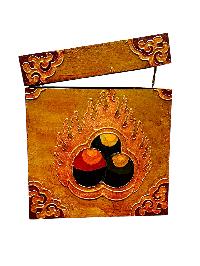 Buddhist Wooden Box With [endless Knot], Tibetan Style With Traditional Colors