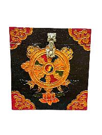 Buddhist Wooden Box With [dharmachakra], Tibetan Style With Traditional Colors