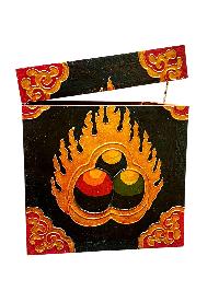 Buddhist Wooden Box With [dharmachakra], Tibetan Style With Traditional Colors