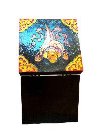 Buddhist Wooden Box With [dharmachakra], Tibetan Style With Traditional Colors