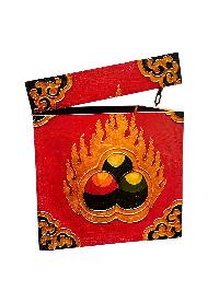Buddhist Wooden Box With [dharmachakra], Tibetan Style With Traditional Colors