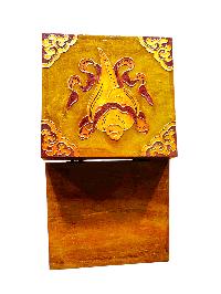 Buddhist Wooden Box With [dharmachakra], Tibetan Style With Traditional Colors