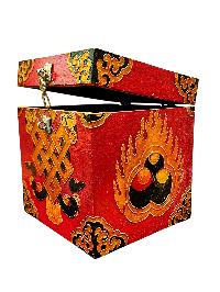 Buddhist Wooden Box With [endless Knot], Tibetan Style With Traditional Colors