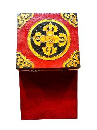 Buddhist Wooden Box With [endless Knot], Tibetan Style With Traditional Colors