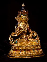 [vajrasattva], Buddhist Handmade Statue, [full Gold Plated], [stone Setting], [face Painted]