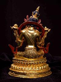 [green Tara], Buddhist Handmade Statue, [full Gold Plated], [stone Setting], [face Painted]