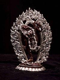 [akash Yogini], [hq], Buddhist Miniature Statue, [silver And Chocolate Oxidized]