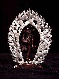 [akash Yogini], [hq], Buddhist Miniature Statue, [silver And Chocolate Oxidized]