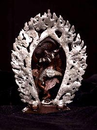 [simhamukha Yogini], [hq], Buddhist Miniature Statue, [silver And Chocolate Oxidized]